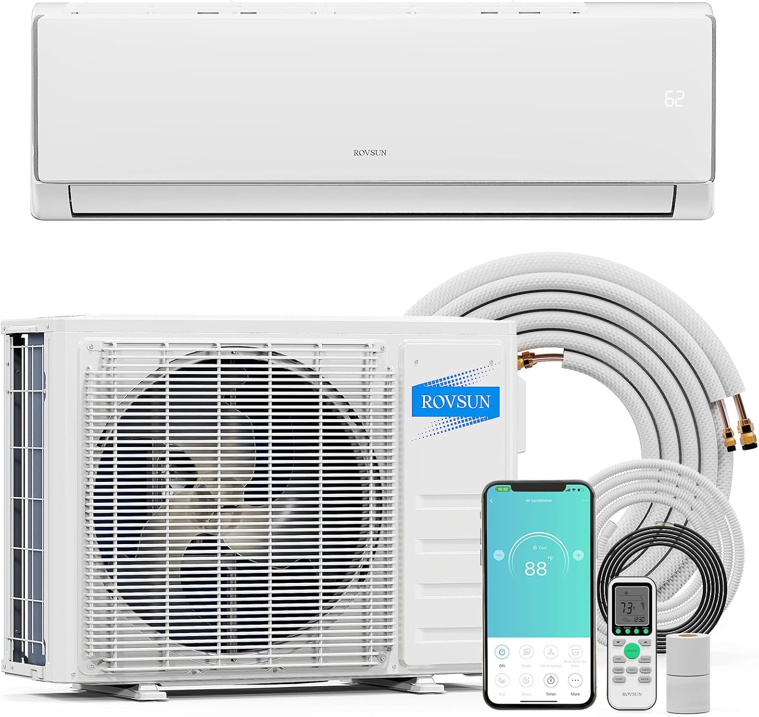 ROVSUN 11500 BTU Wifi Enabled Mini Split Air Conditioner & Heater, 17 SEER2 115V...