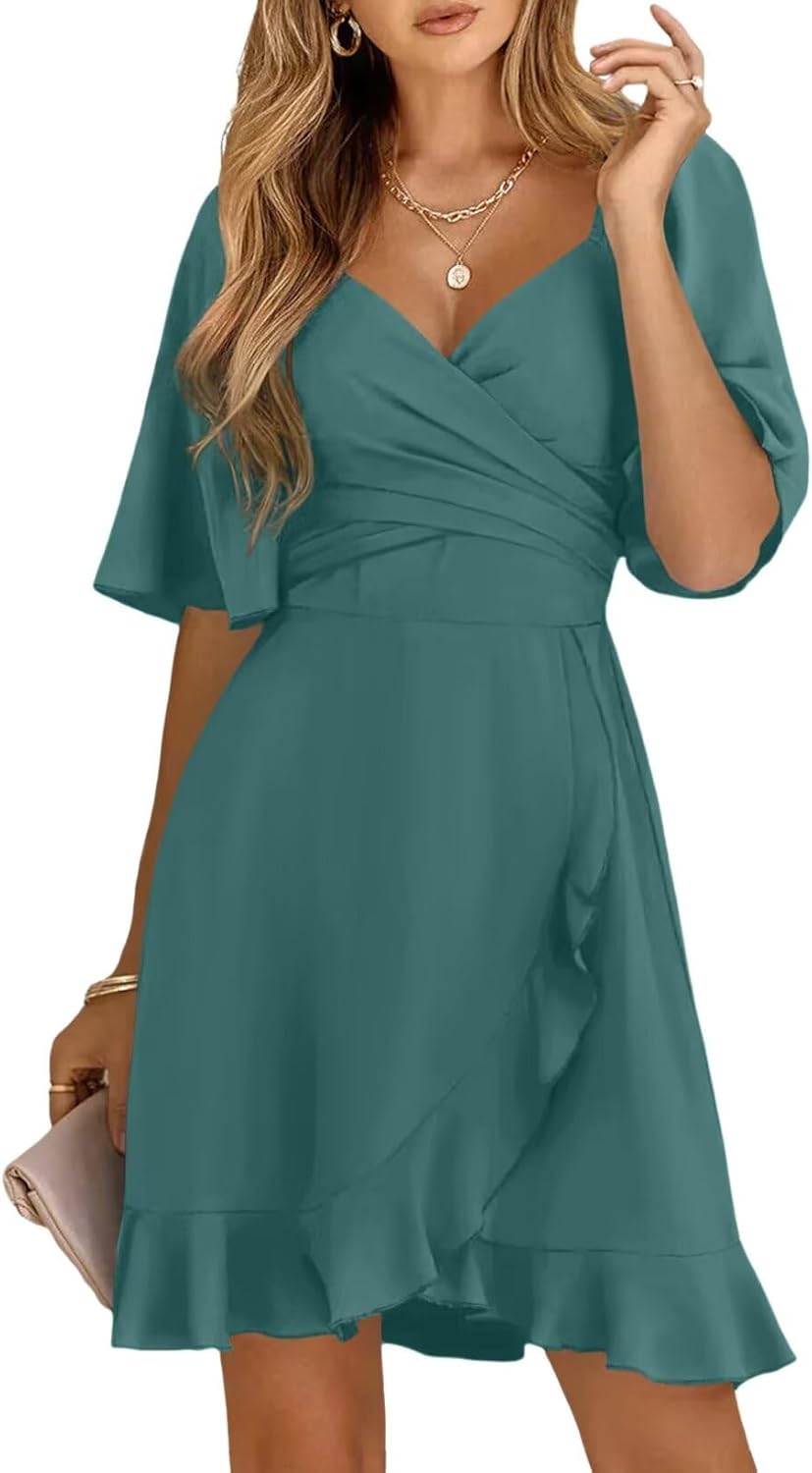 Dokotoo Women's Dress, Special Wrap V Neck Dress for Wedding Guests, Innovative...