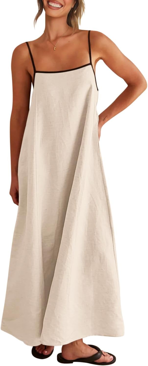 Women's Summer Dress, Unique Shy Velvet 2025 Summer Linen Maxi Dress, Stylish Ma...