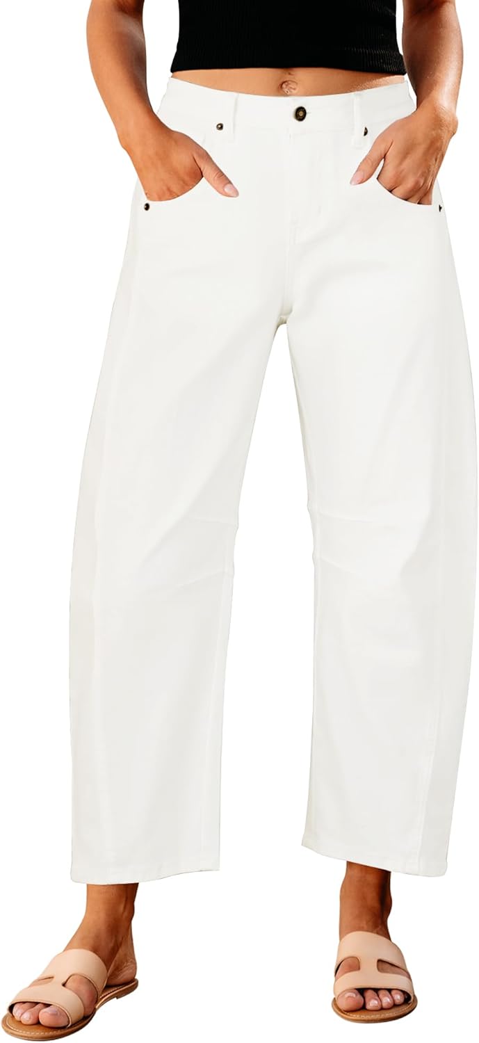 GRAPENT Barrel Jeans, Special High Waisted Wide Le...