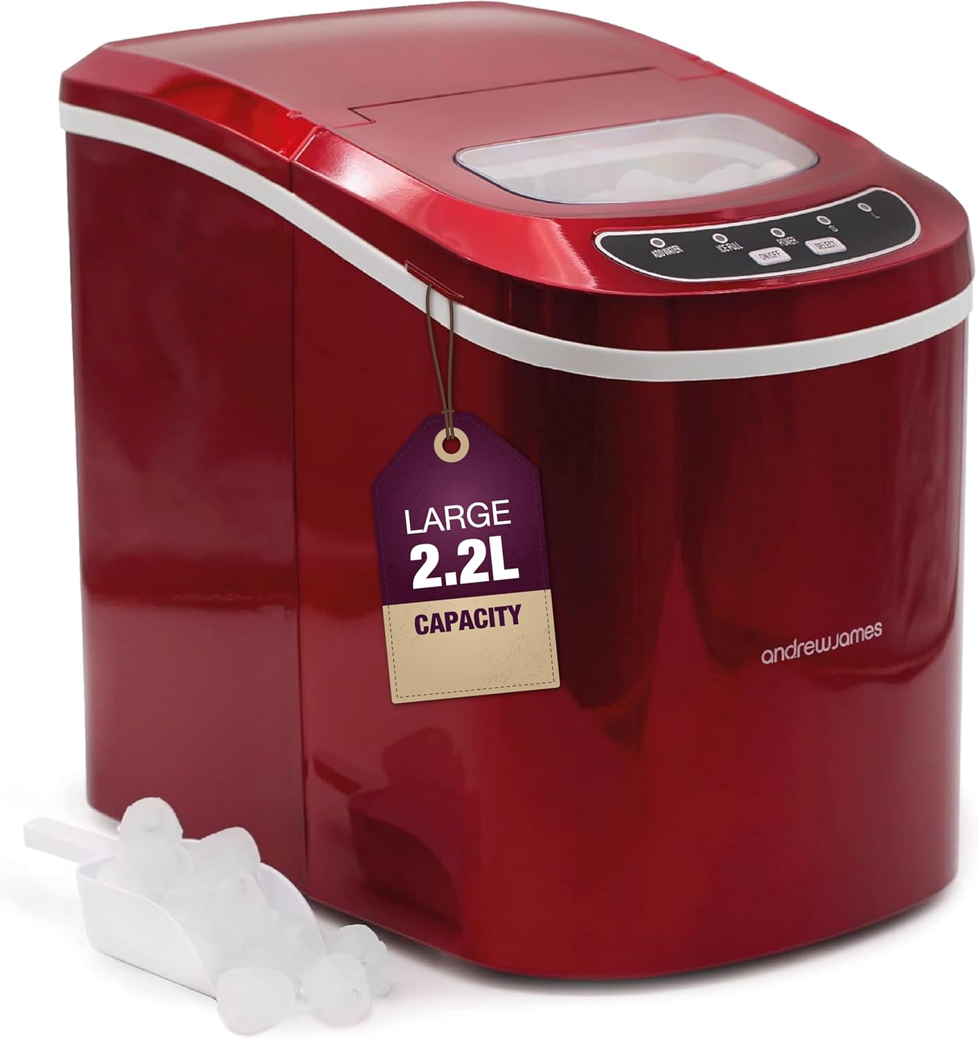 2.2L Andrew James Ice Maker Machine – Portable Countertop Ice Machine for Home,...