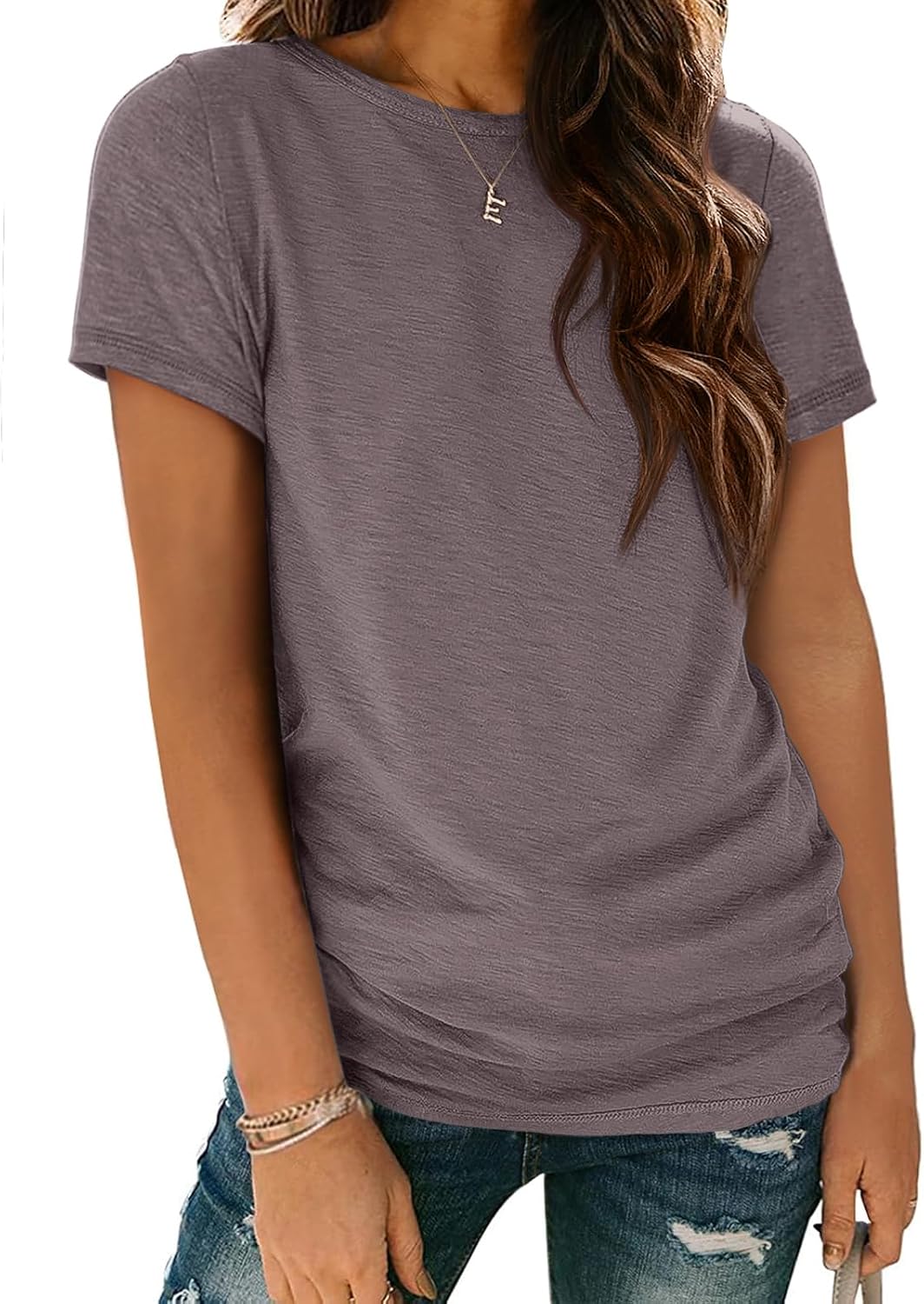 ATHMILE Womens T Shirt Summer Tops Short Sleeve Fashion Basic Casual Oversized B...