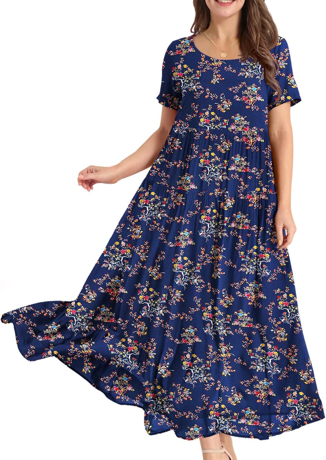 YESNO Women Dresses, Unique Casual Plus Size Dresses, Special Bohemian Short Sle...