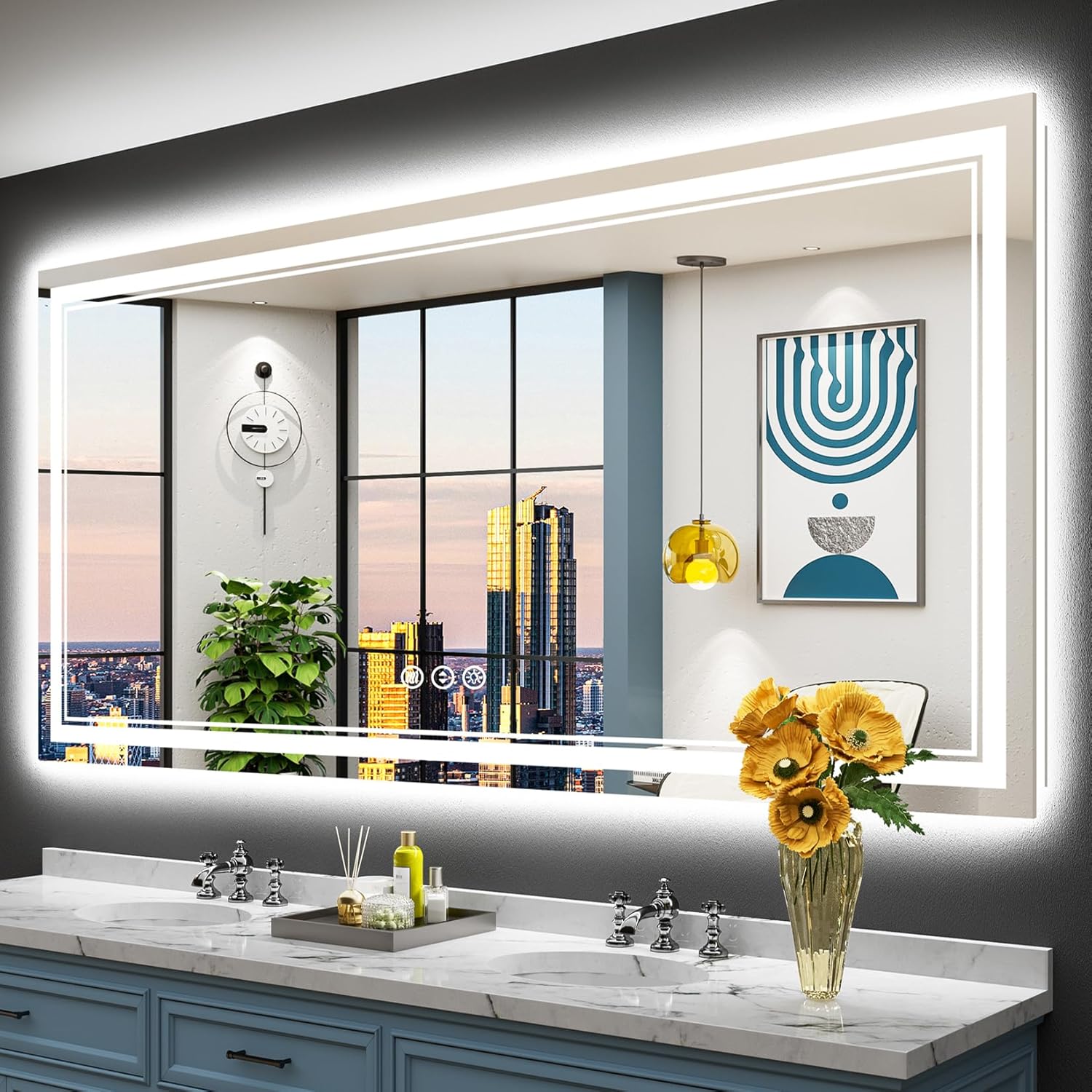 Premium 77x36 LED Bathroom Mirror, Special Lighted Vanity Mirror with Backlit an...
