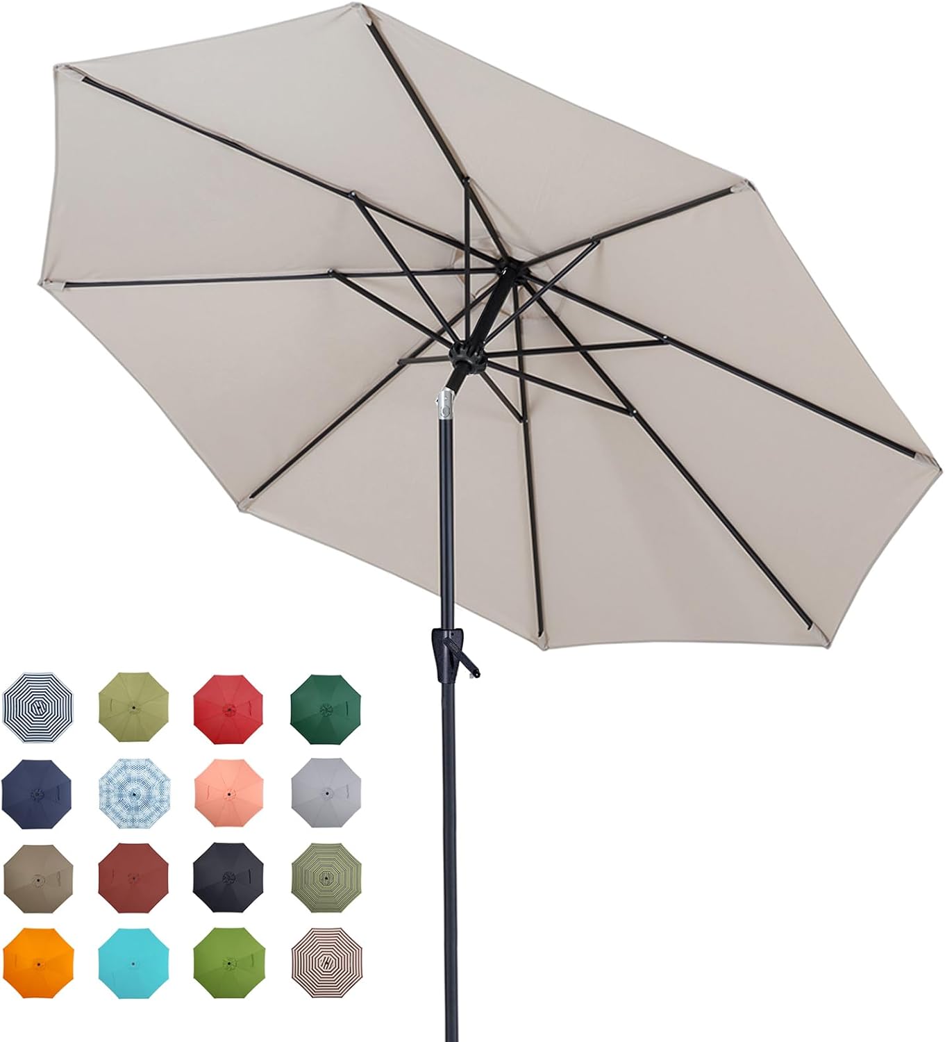 Tempera Patio Market Outdoor Table Umbrella with Push Button Tilt and Crank,Larg...