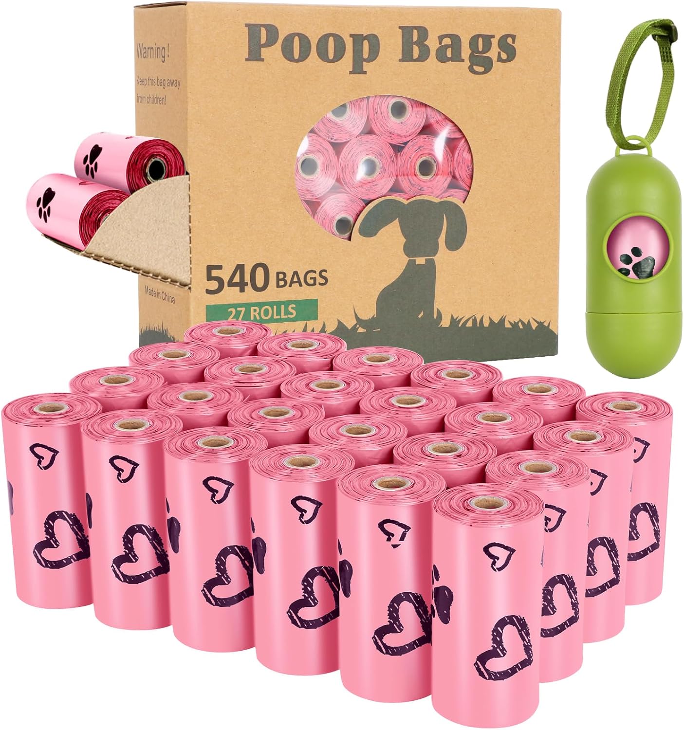 Dog Poo Bags, Biodegradable Poop Waste Bags for Dogs with Adjustable Dispenser,...