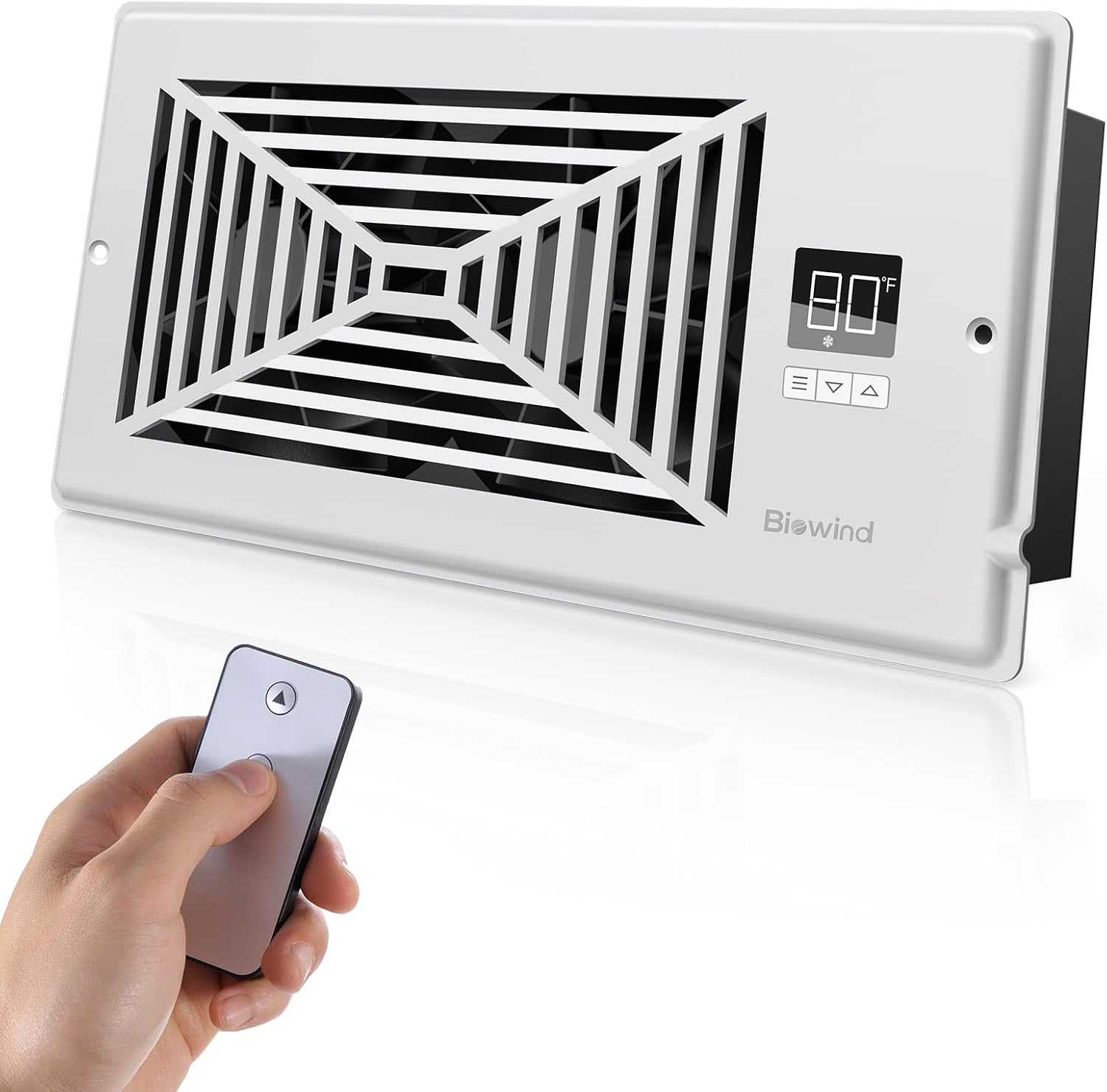 Quiet Register Booster Fan Fits 4" x 10" Register Holes, 10-Speed Smart Heating...