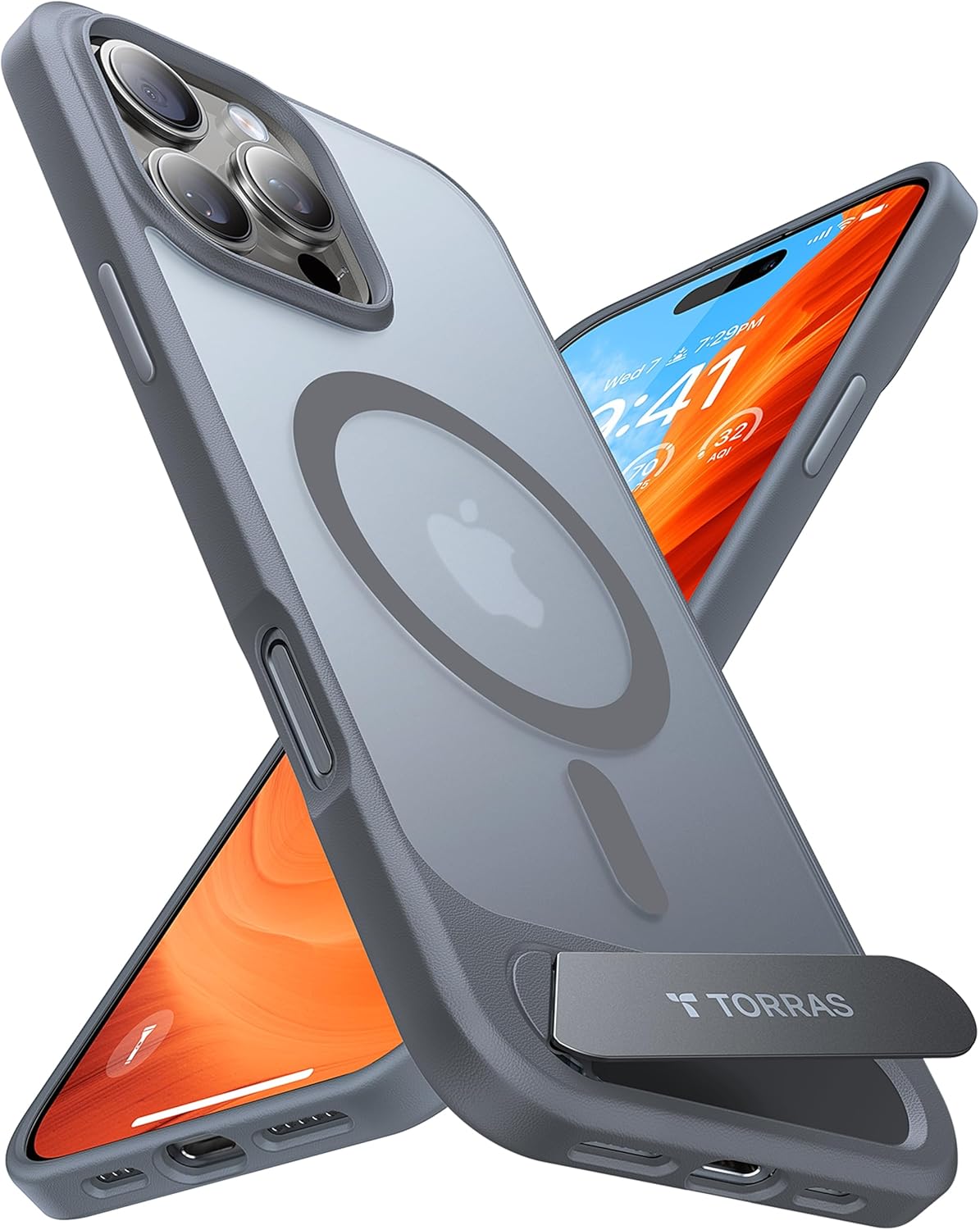TORRAS for iPhone 16 Pro Max Case [Durable Titanium Stand] [25W Wireless Chargin...