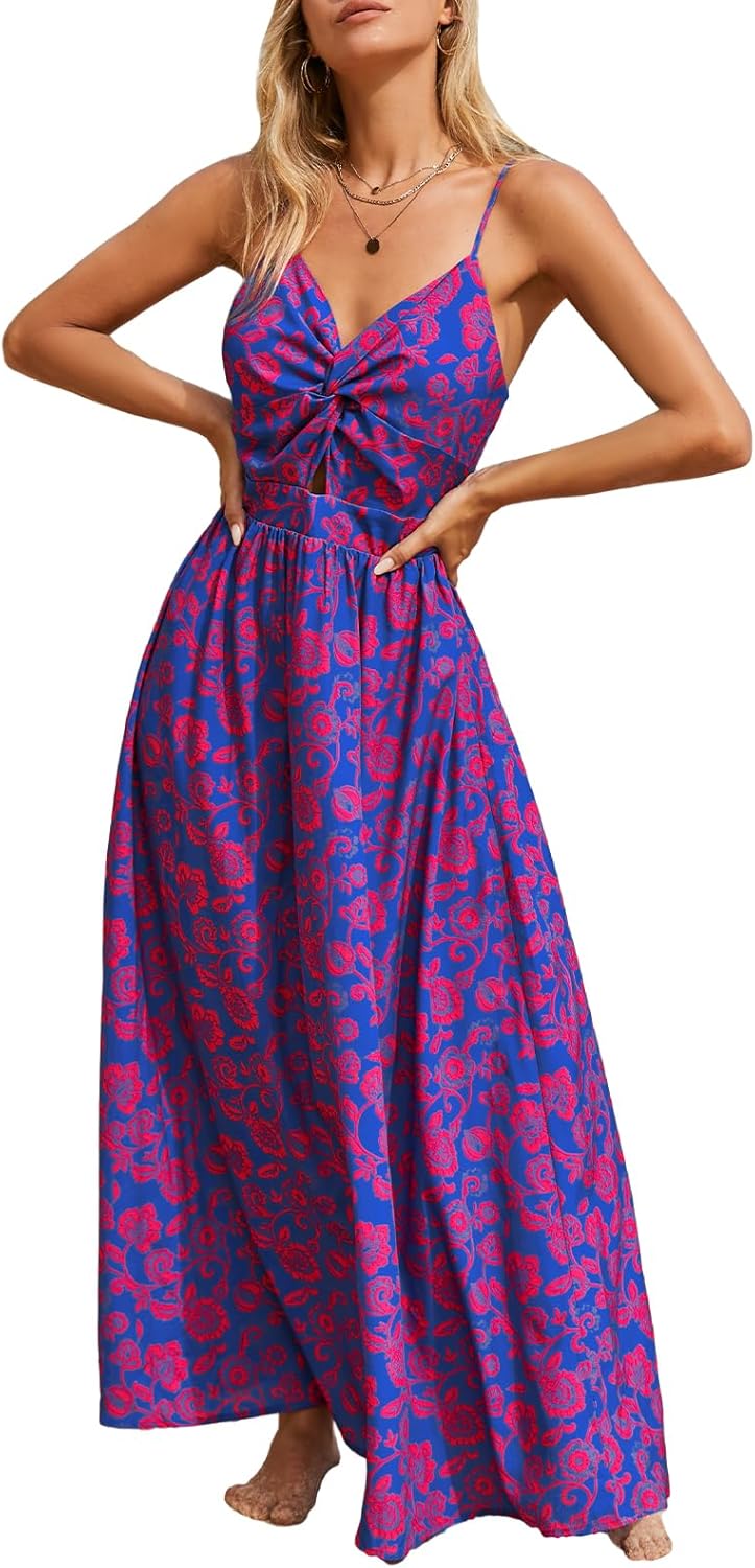 Elegant CUPSHE Women's Maxi Dress, Special Floral Print Dress with Twisted V Nec...