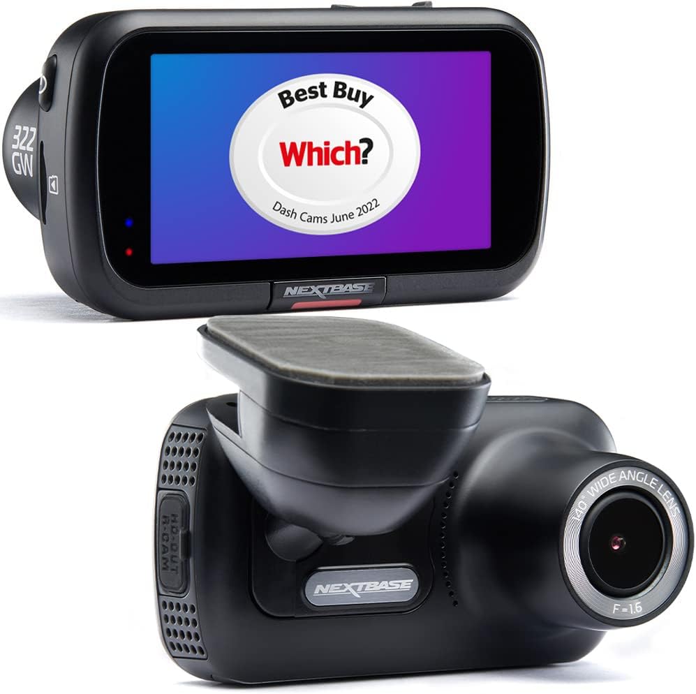 Nextbase 322GW Dash Cam Full 1080p/60fps HD Recording In Car DVR Camera- 140° Fr...