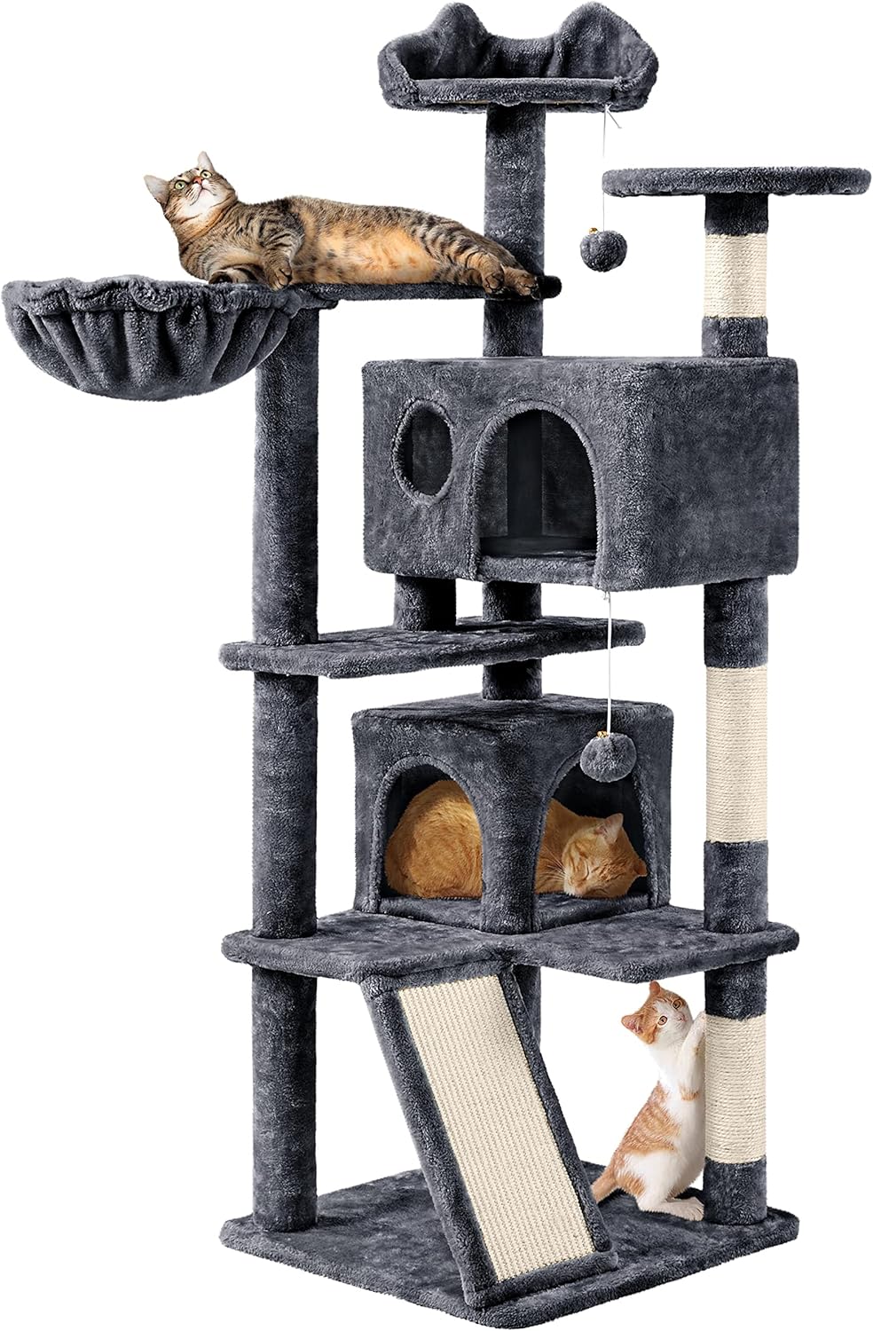 Yaheetech Cat Tree, 144.5cm Multi-level Indoor Cats Climbing Tower w/Sisal Scrat...