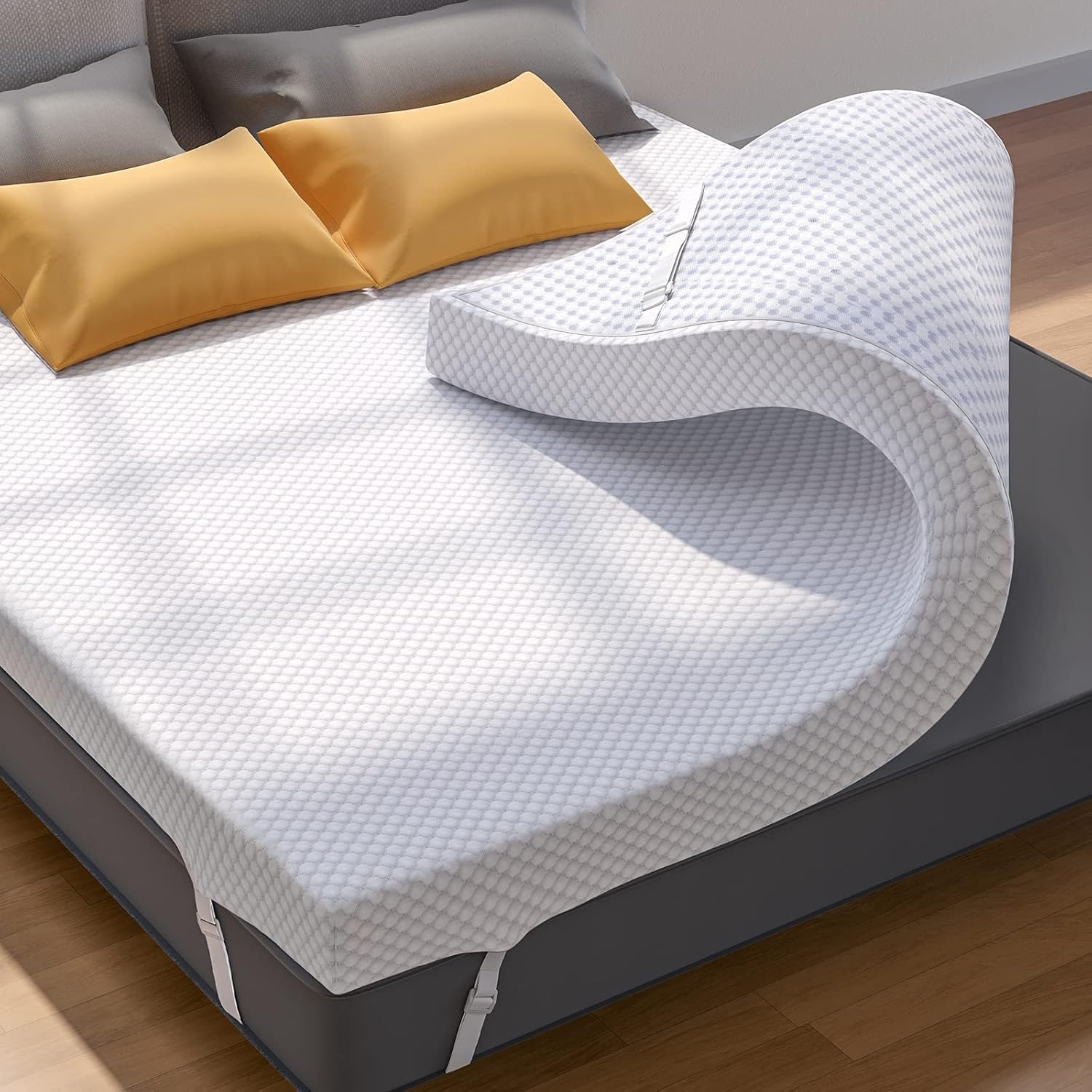 PERLECARE 3 Inch Gel Memory Foam Mattress Topper for Pressure Relief, Premium So...