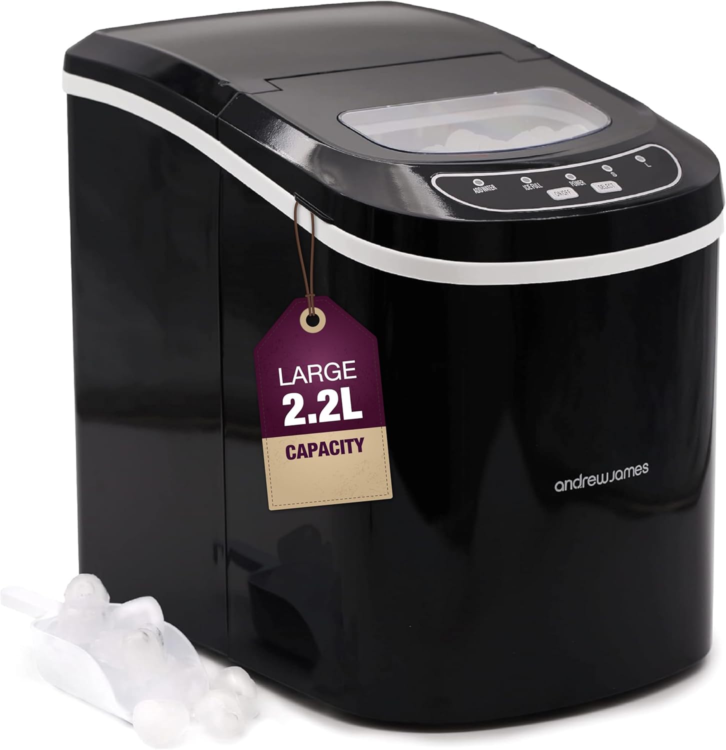 2.2L Andrew James Ice Maker Machine – Portable Countertop Ice Machine for Home,...
