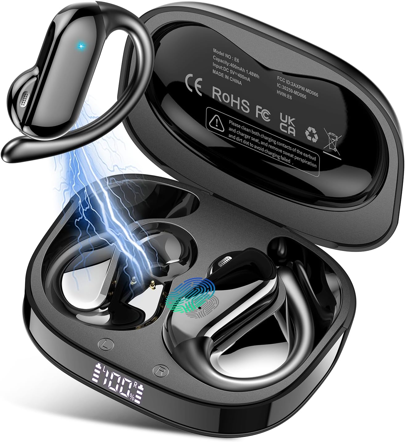 Open Ear Earbuds, Premium Bluetooth 5.4 Wireless Earbuds with Ear Hooks, High-Qu...