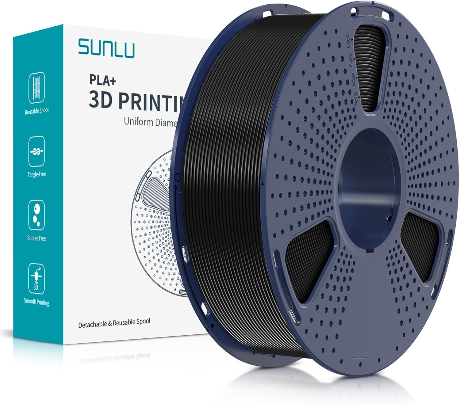 SUNLU PLA+ 3D Printer Filament, PLA Plus Filament 1.75mm, Toughness Enhanced 3D...