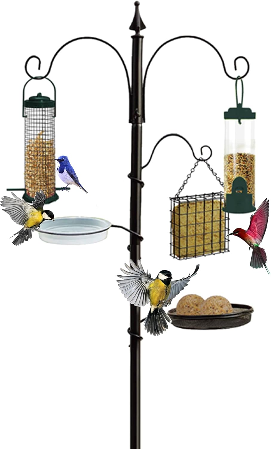Pelle & Sol Bird Feeder with 3 Bird Feeders & 2 Dishes, Bird Feeders Hanging Sta...