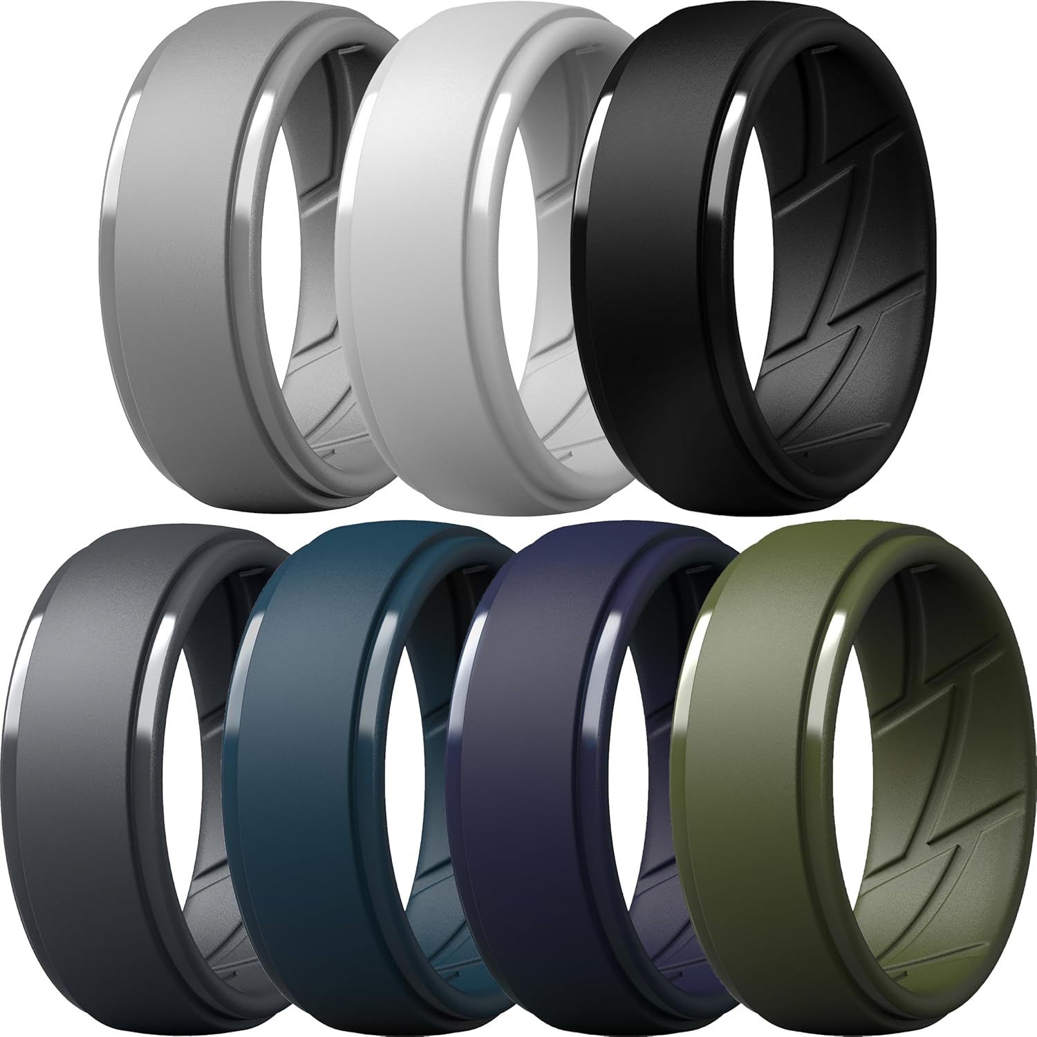 ThunderFit Men's Silicone Rings 10mm Wide 2.5mm Thick Rubber Bands, Breathable,V...
