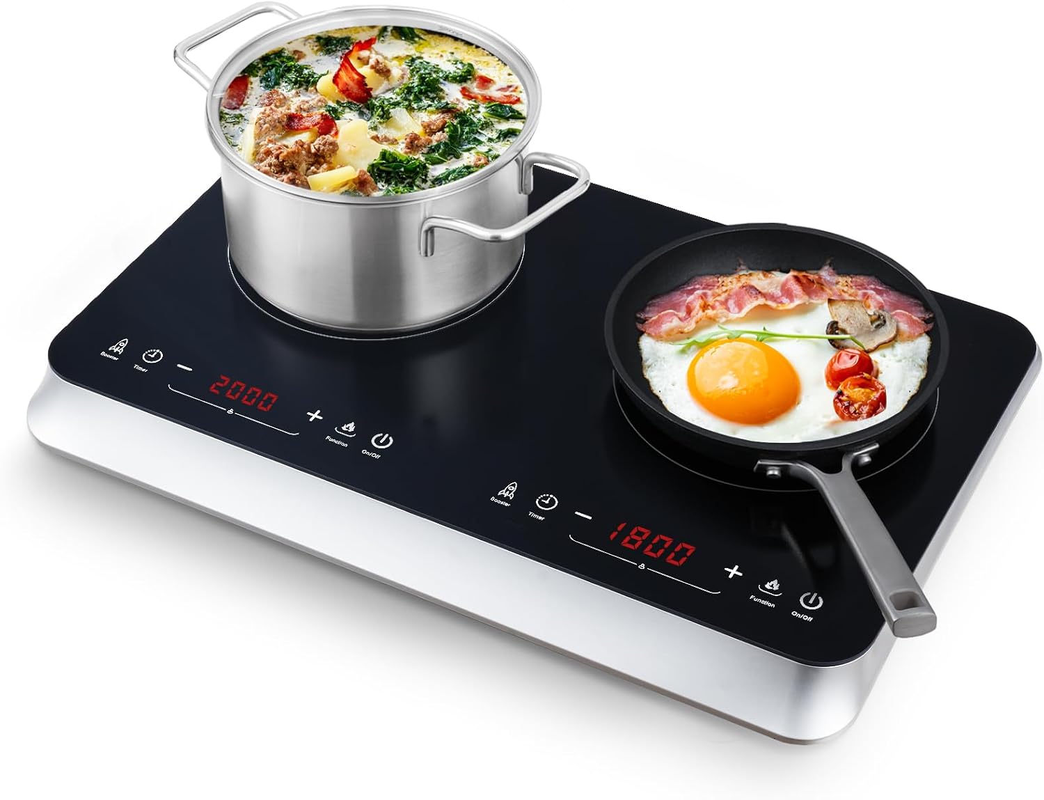 COOKTRON Double Induction Hob, Portable Induction hob with Dual Zone, Touch Cont...