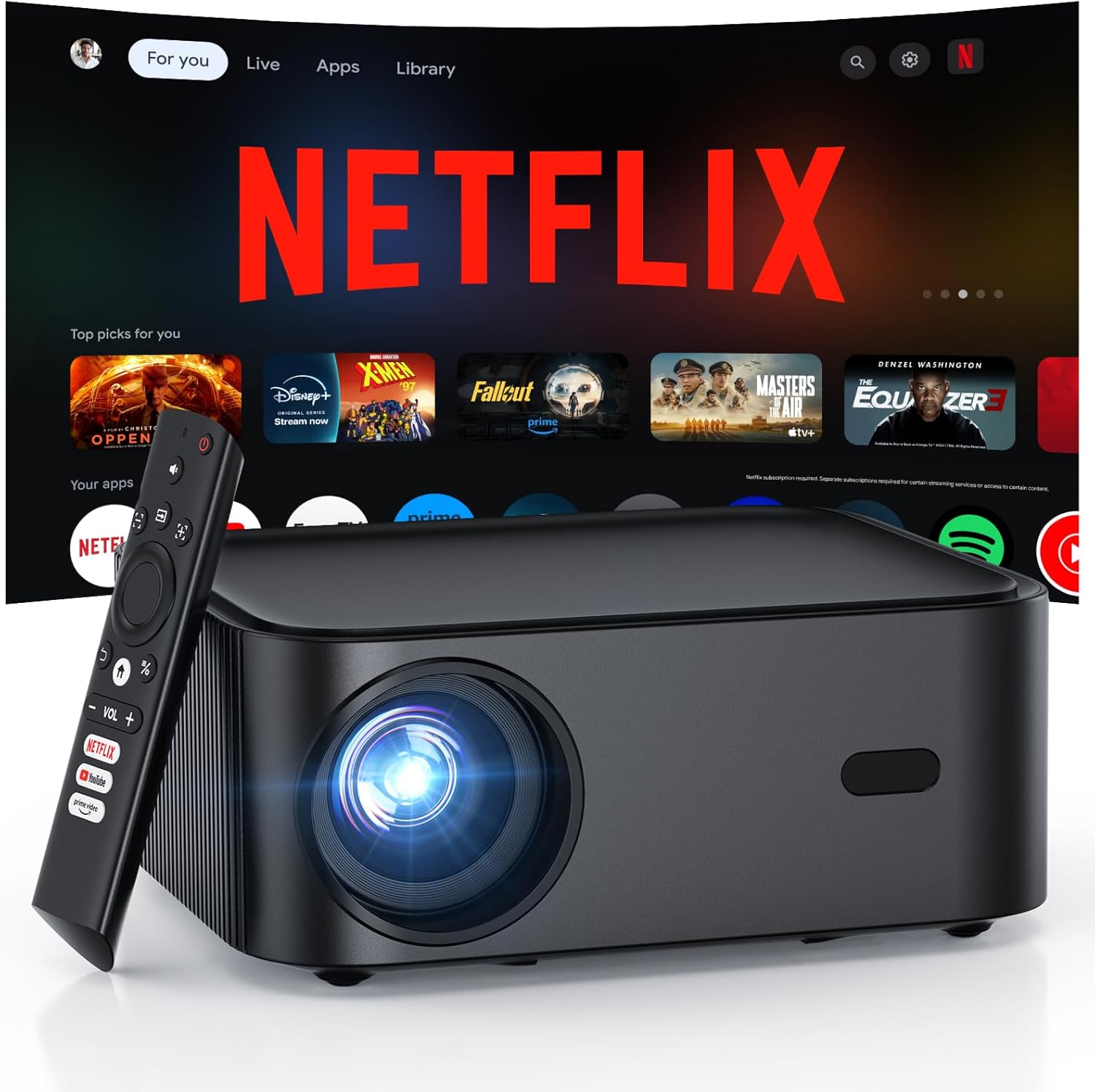 Official Licensed Netflix Smart Projector, HAPPRUN Projector 4K with Wifi and Bl...