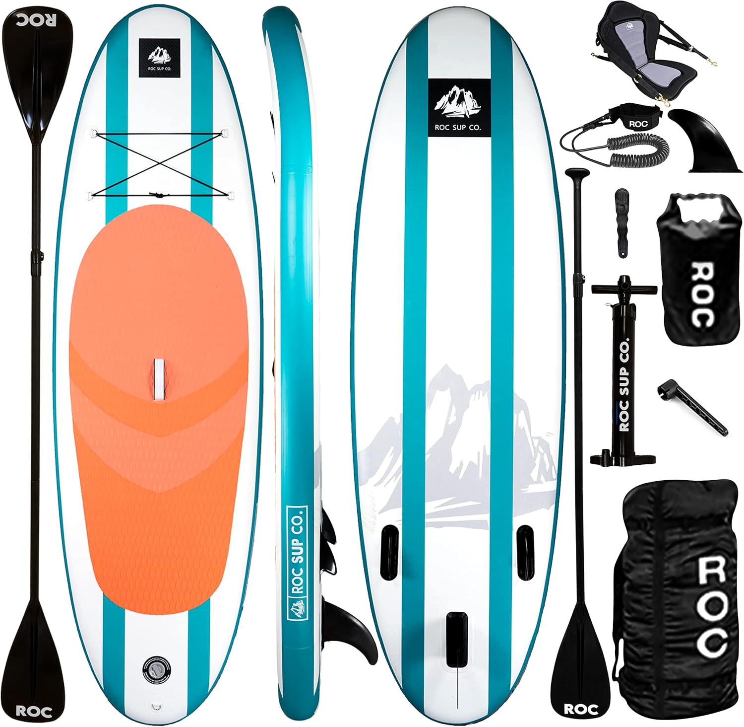 Roc Inflatable Stand Up Paddle Boards with Premium SUP Paddle Board Accessories,...