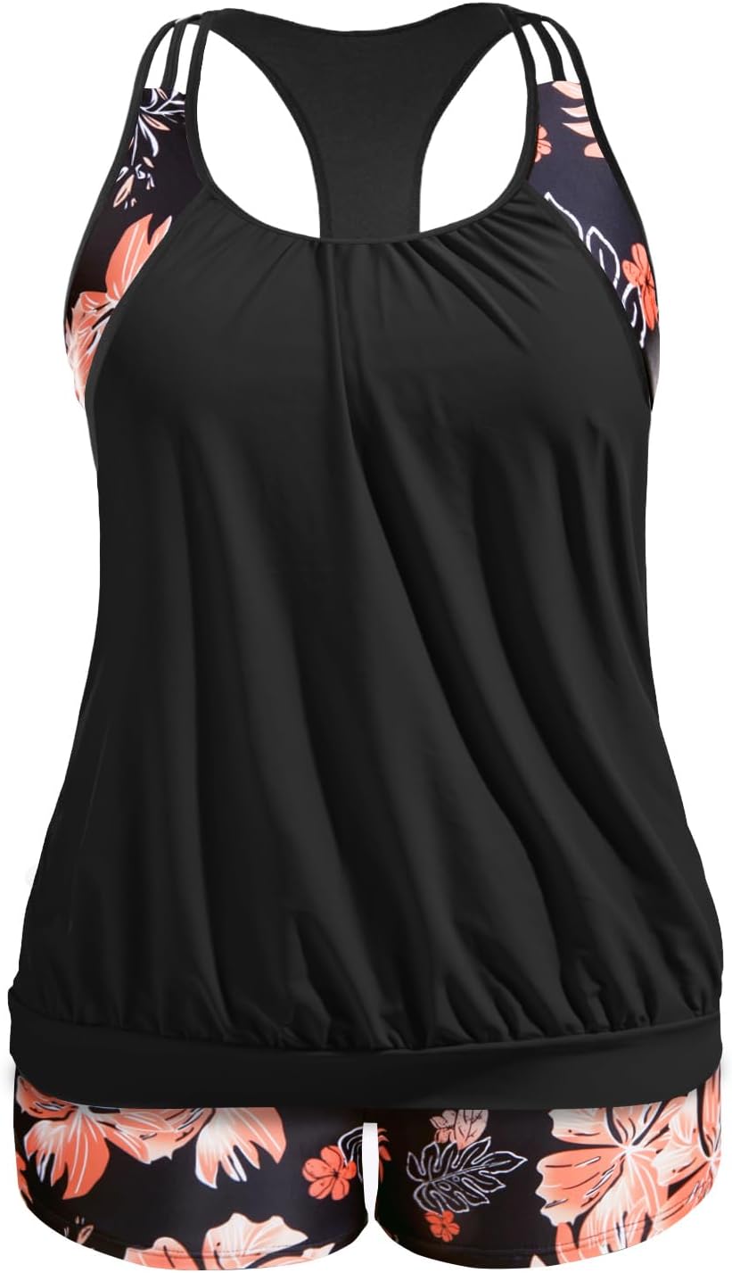 Holipick Plus Size Tankini Swimsuit, Special Two Piece Tummy Control Bathing Sui...