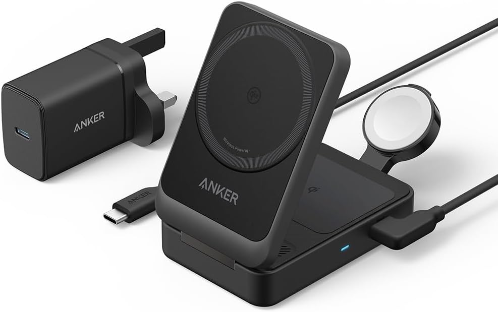 Anker MagGo 3-in-1 Wireless Charging Station, MagSafe Compatible, Qi2 Certified...
