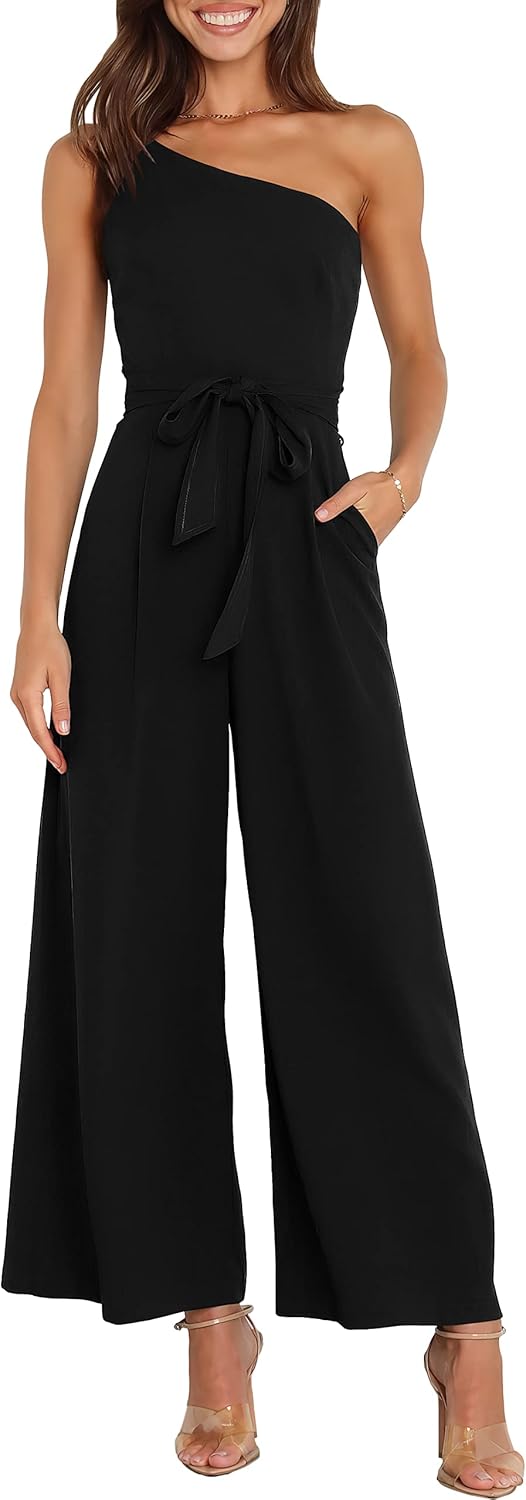 Stylish ANRABESS Women Jumpsuits, Trendy One Shoulder Sleeveless Outfit, Fashion...