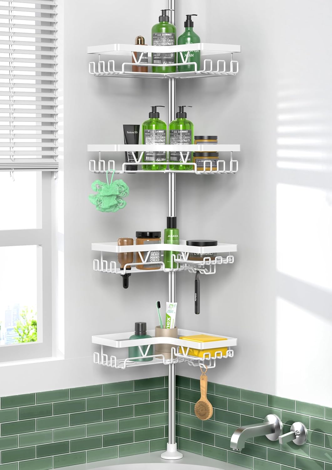 Kegii Telescopic Shower Caddy Corner - Stainless Steel Shower Shelf No Drilling...
