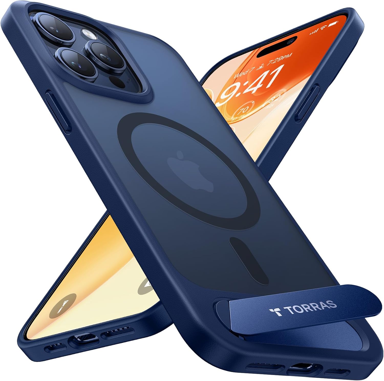 TORRAS [Invisible Titanium Stand for iPhone 15 Pro Case [12FT Military Shockproo...