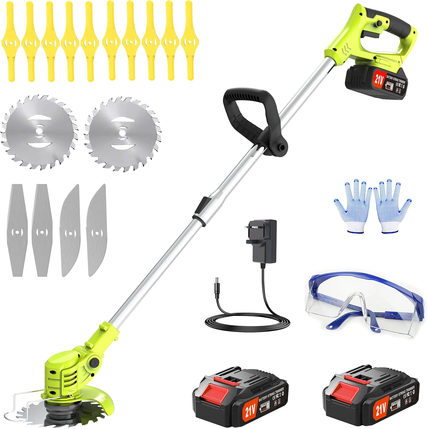 Innovative Wrneaoch Metal Blade Cordless Strimmer, Special Grass Trimmer with 21...