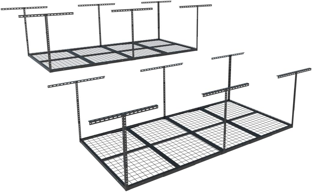 FLEXIMOUNTS 4x8 Overhead Garage Storage Rack, Adjustable Organization System, He...