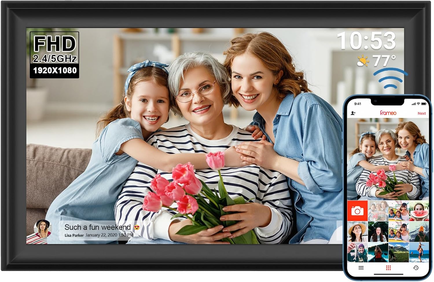 YENOCK 64GB FRAMEO 15.6 inch WiFi Digital Picture...