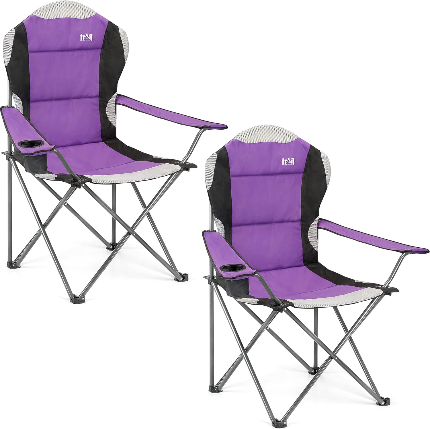 Trail High Back Folding Camping Chair, Luxury Padded Seat, Heavy Duty Tubular St...
