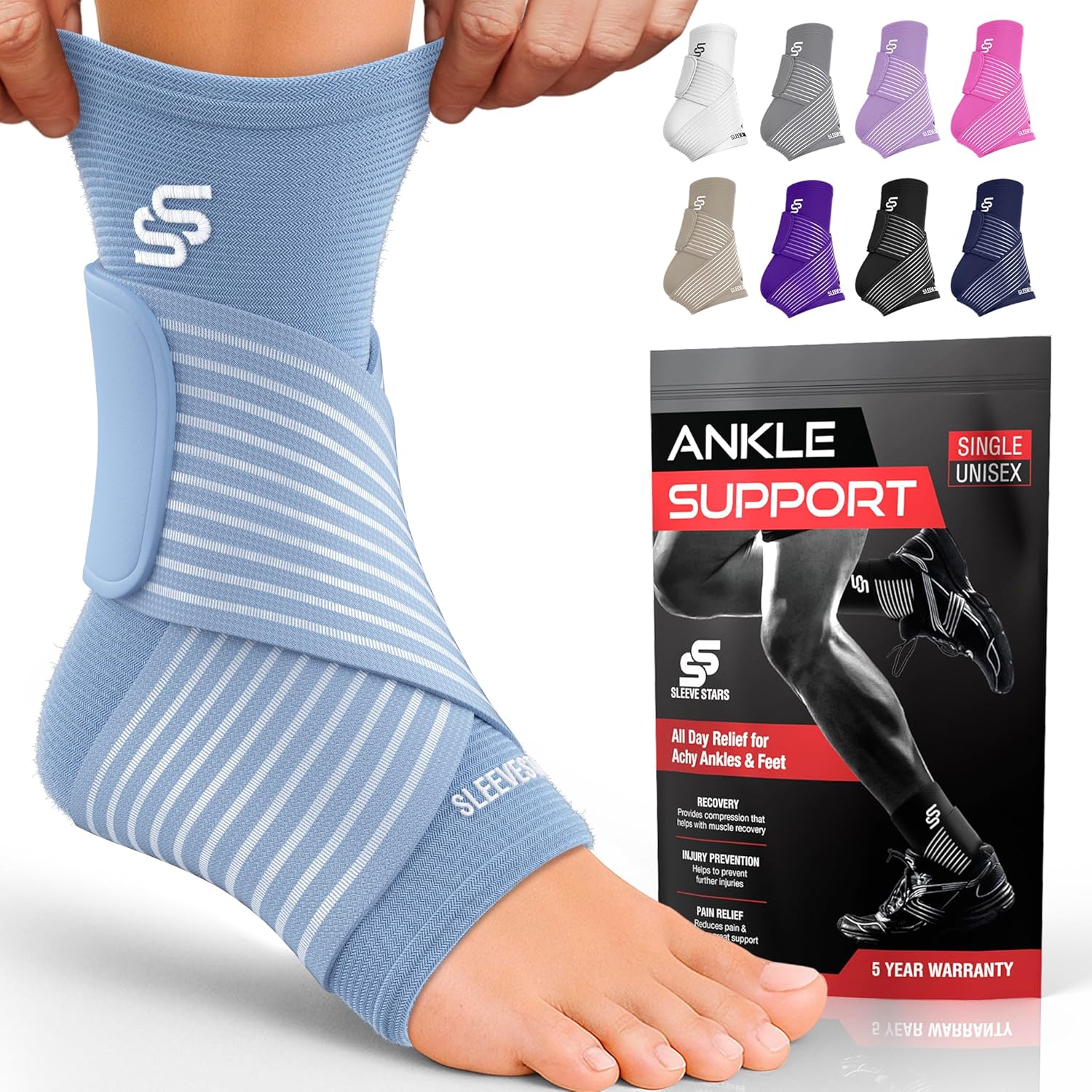 Sleeve Stars Ankle Brace for Sprained Ankle, Plantar Fasciitis Relief Ankle Supp...