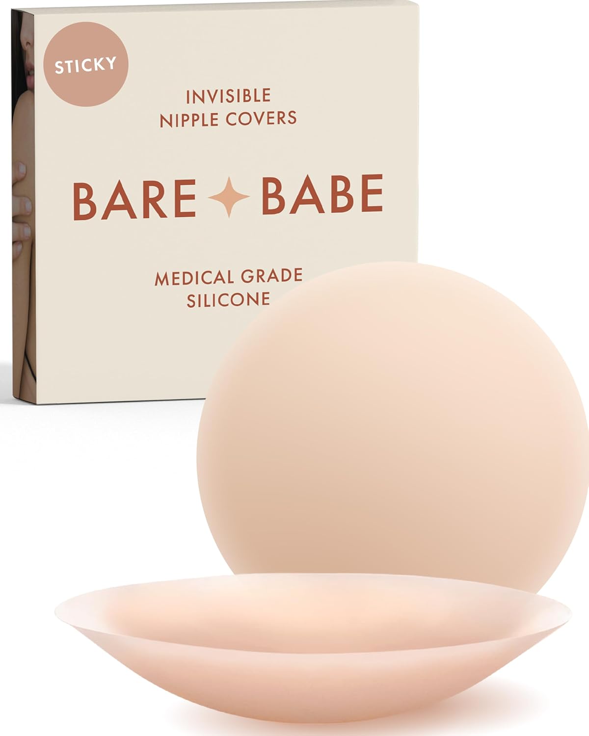 Reusable Silicone Nipple Covers - Waterproof, Nude, 4 Shades - Sticky Breast Sti...