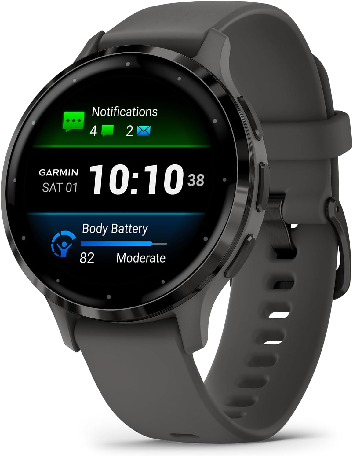 Garmin Venu 3S Slate Stainless Steel Bezel 1.2-Inch AMOLED Touchscreen Display S...