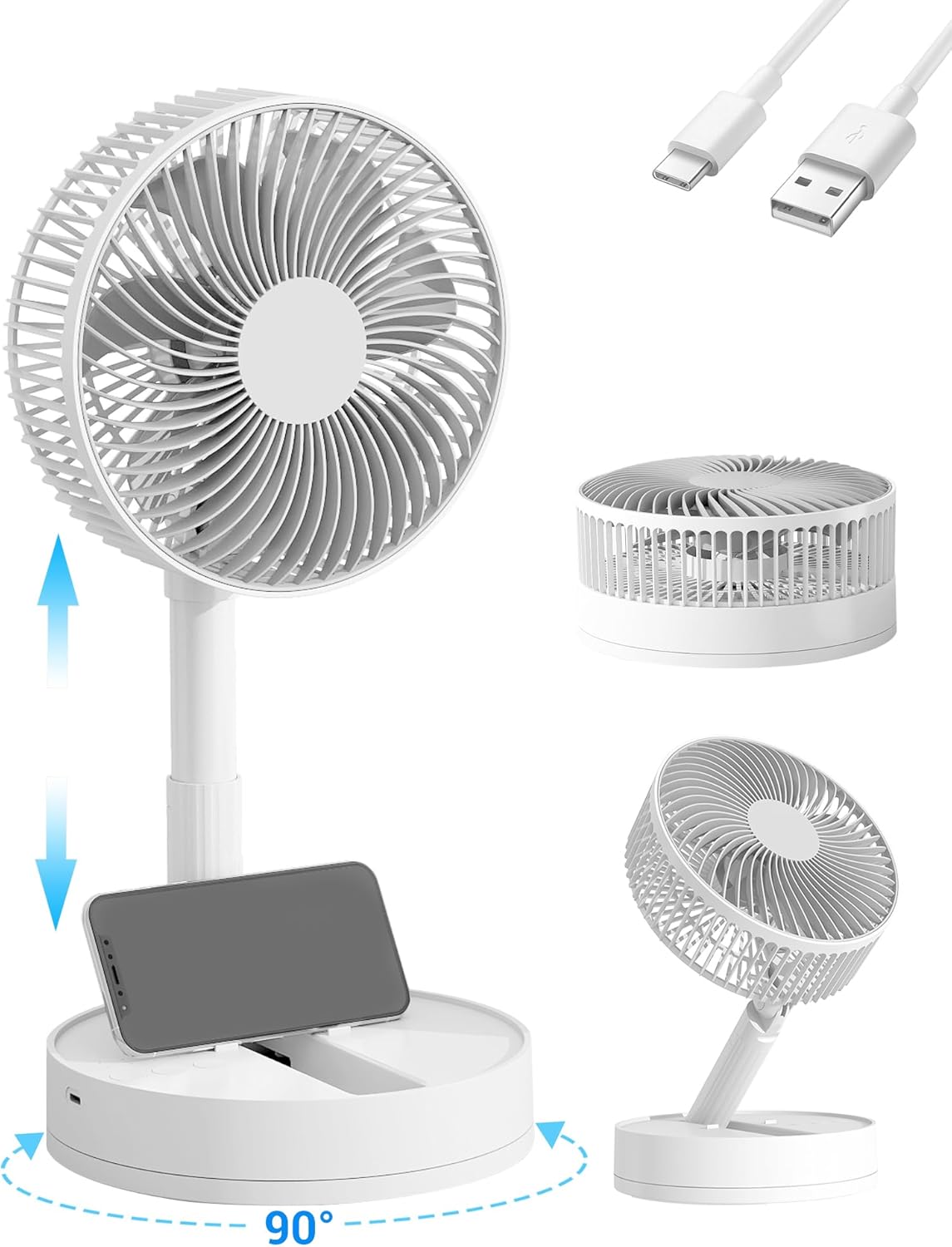KASYDoFF Desk Fan, USB Rechargeable 5400mAh-20CM Oscillation Portable Table Fan...