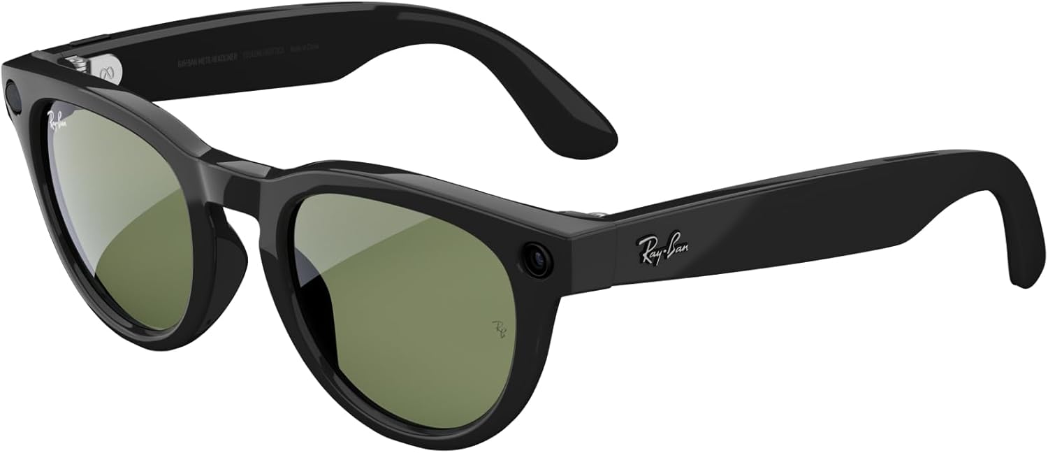 Meta Ray-Ban Glasses, Headliner Shiny Black / G15 Green Polarized Regular