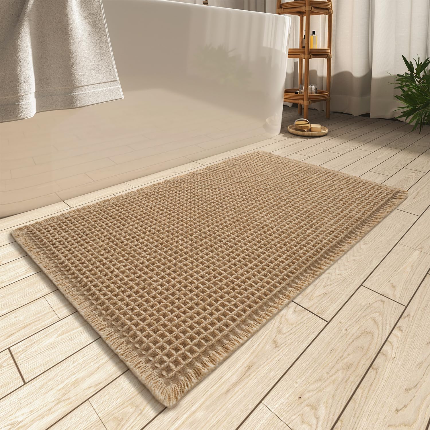 AMOAMI Upgraded Waffle Bath Mat, Super Absorbent Non Slip Bath Mats for Bathroom...