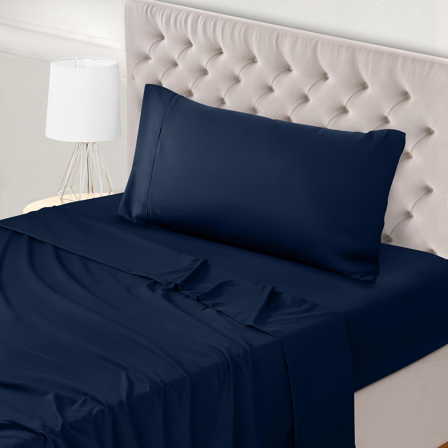 Utopia Bedding Bed Sheet Set, High-Quality Single Sheet Set with Navy Blue Color...
