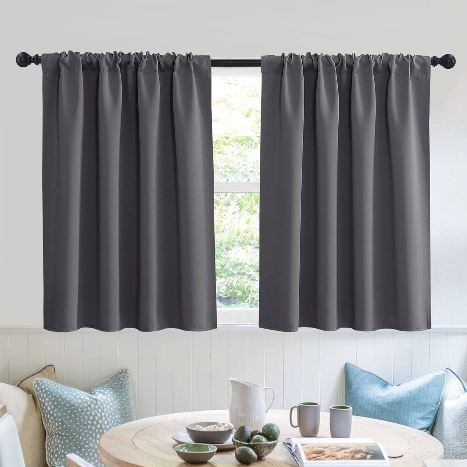 RYB HOME Blackout Curtains, Special Small Window Valances Tiers Curtain Set, Hig...
