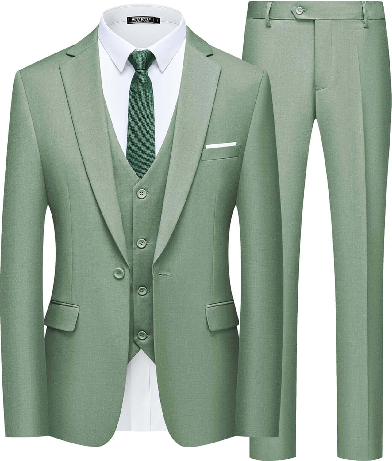 Top Quality WULFUL Men's Slim Fit Suit, Elegant 3-Piece Blazer, Stylish Dress Bu...