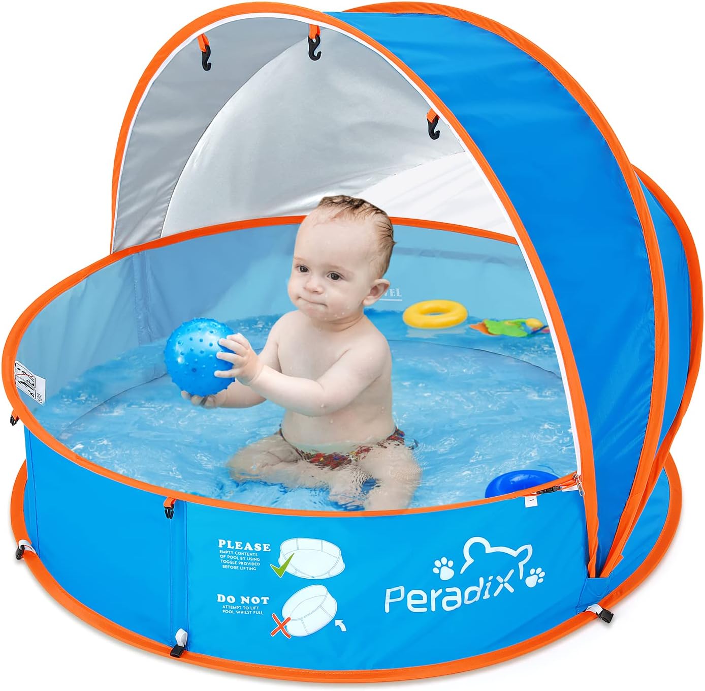 Peradix Splash Pool, 4-in-1 Baby Beach Tent with UV Sun Shelter Canopy & Mosquit...