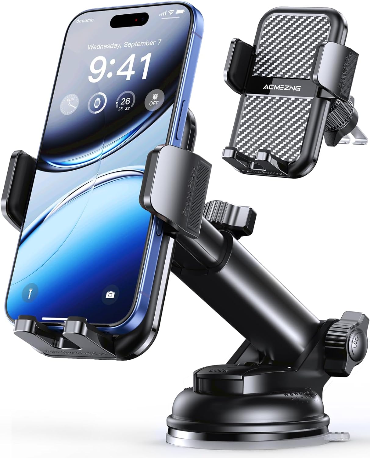 3-in-1 Car Phone Holder, High-Quality Phone Mount with 122 LBS Strongest Suction...