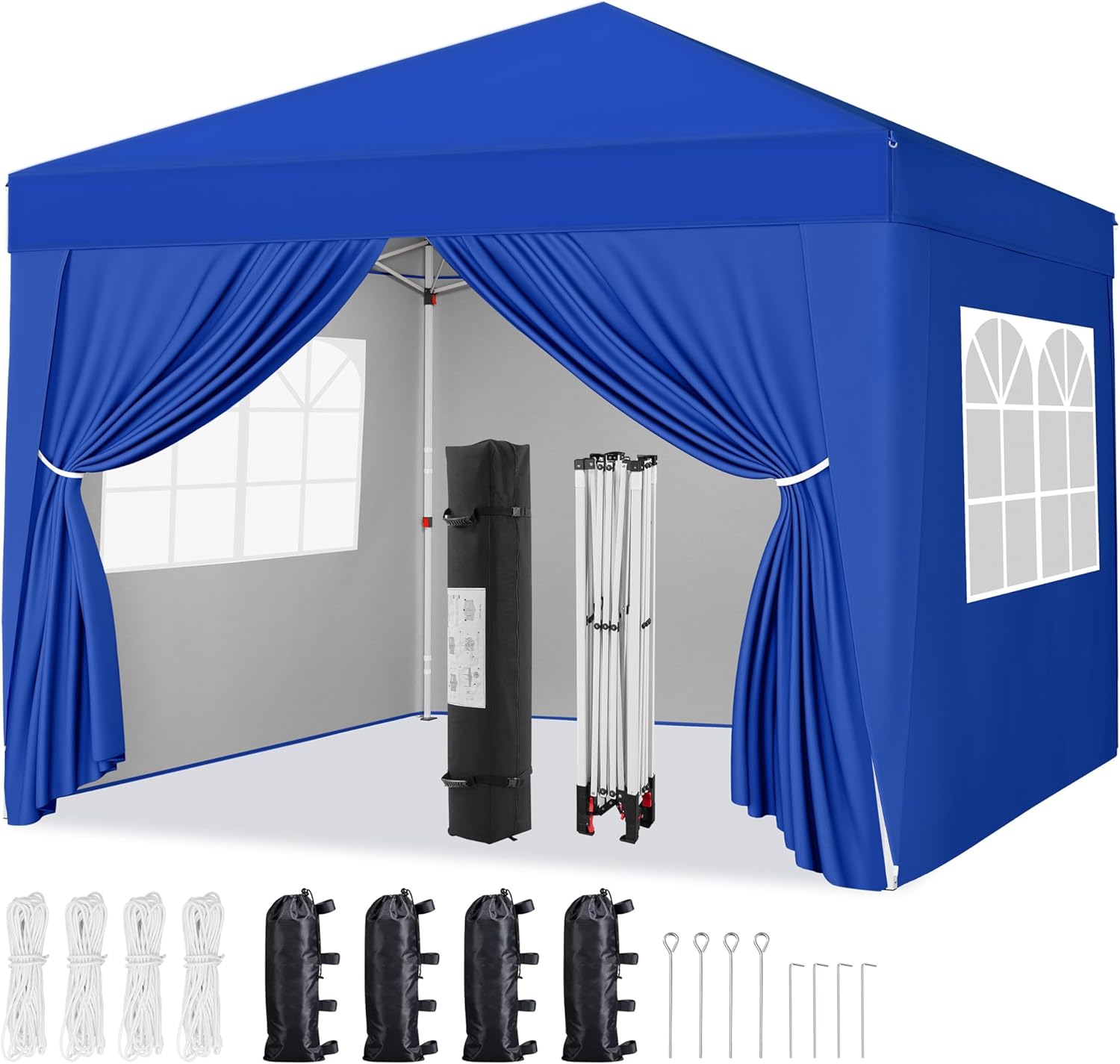 Yaheetech Pop-Up Gazebo 2x2 with 4 Removable Side Panels, Silver-costed Oxford M...