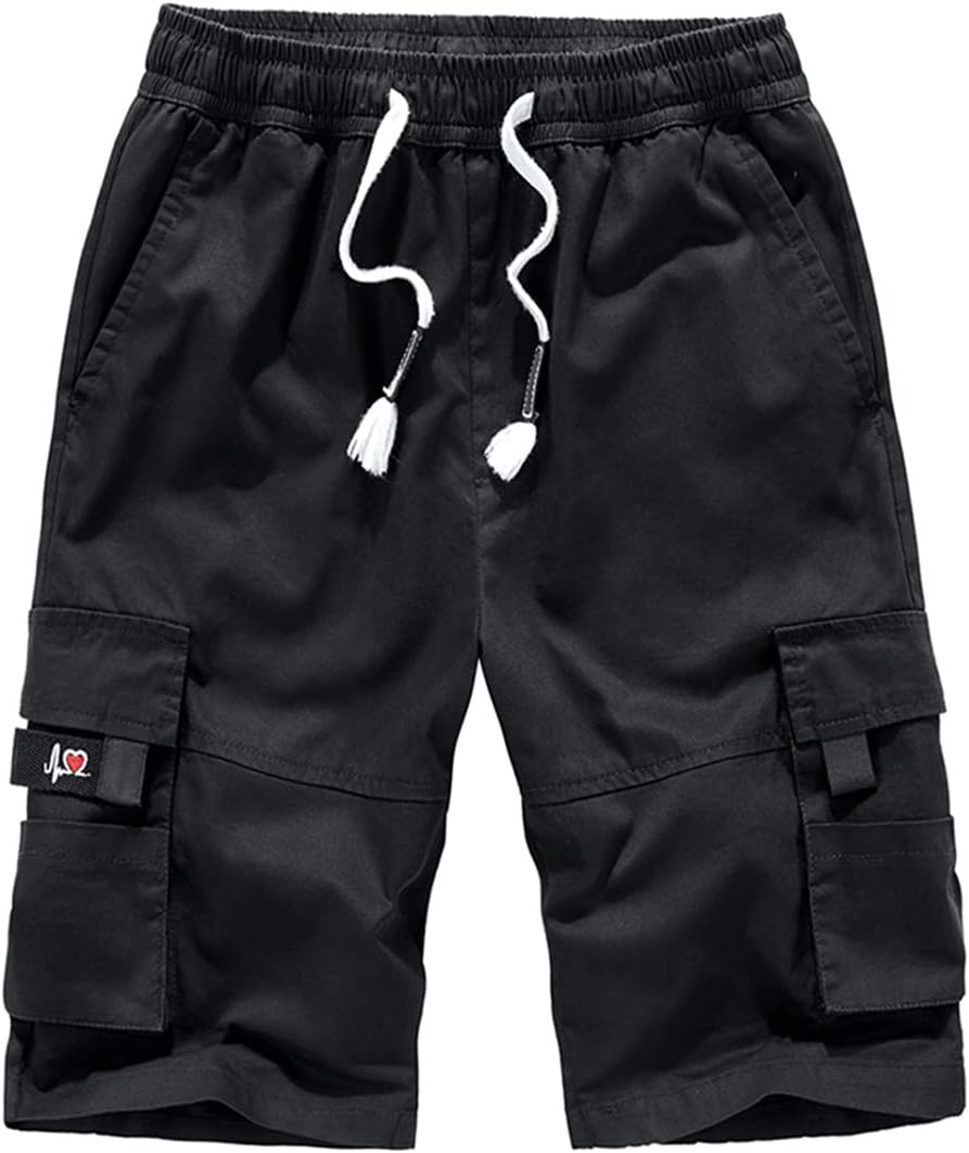 iCKER Mens Cargo Shorts Summer Casual Elastic Loose Fit Combat Work Shorts Cotto...