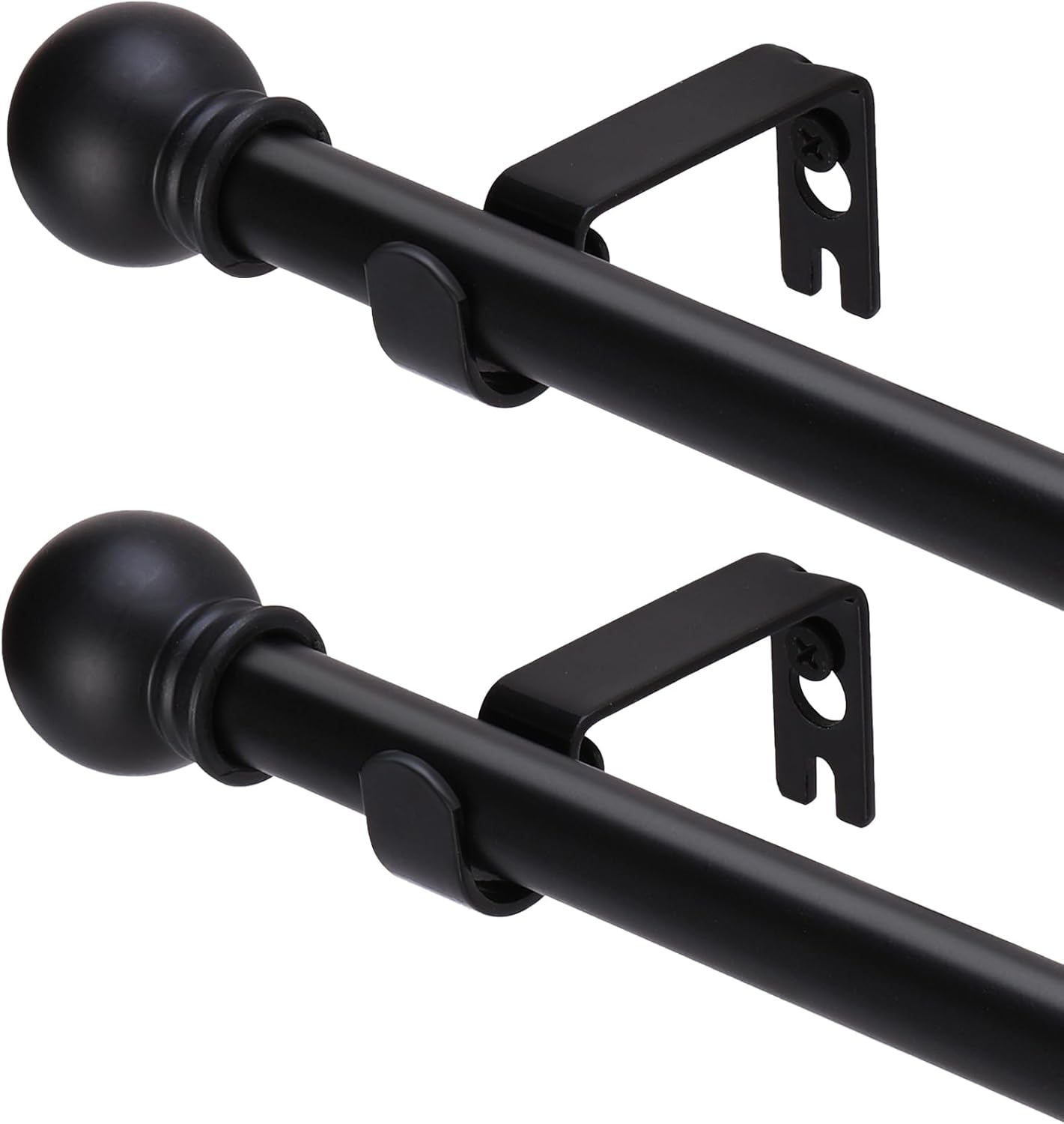 2 Pack Black Curtain Rods, Special Heavy Duty Metal Curtain Rod Set, Affordable...