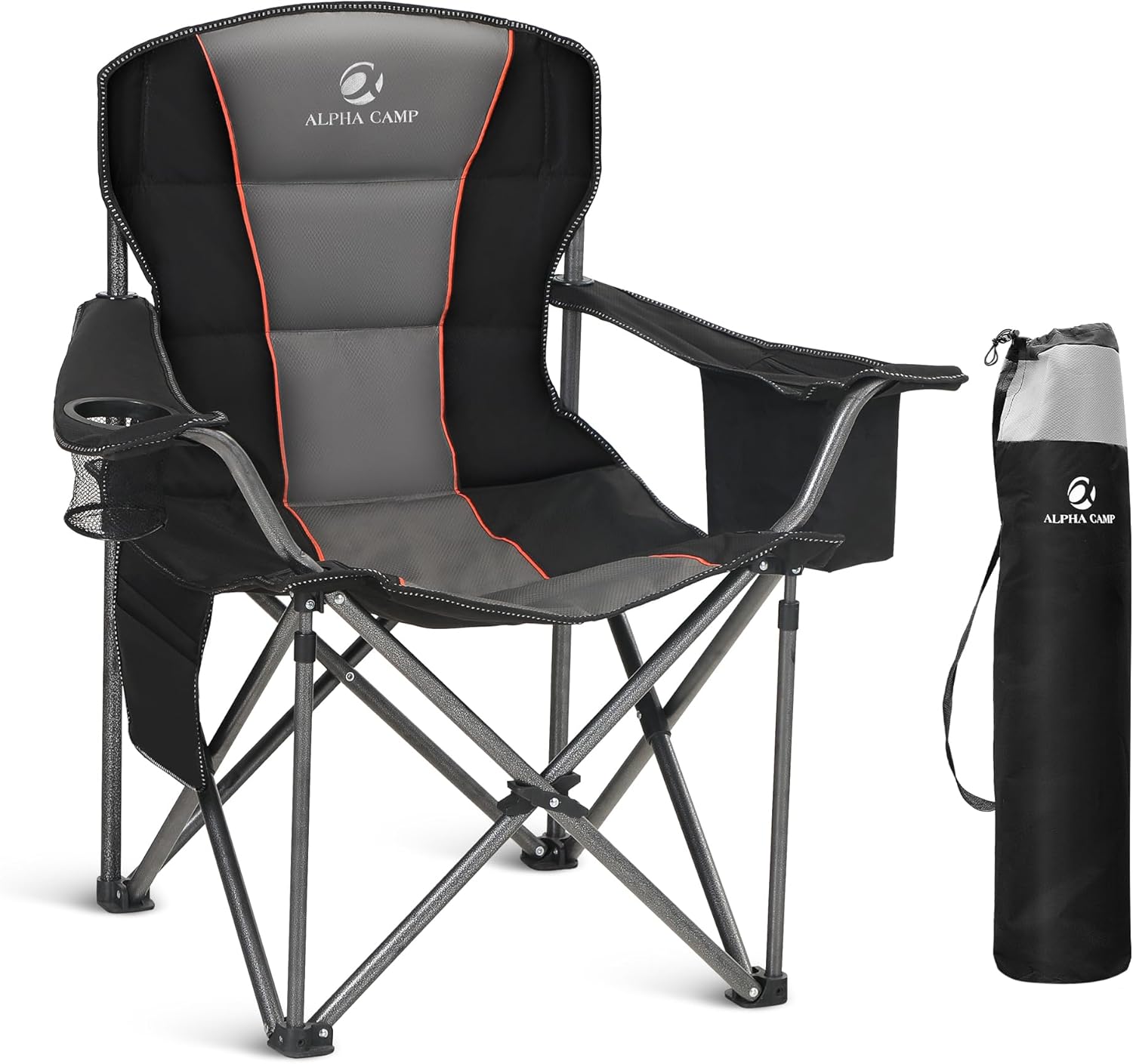 ALPHA CAMP Camping Chairs for Adults Heavy Duty Camping Chair Up to 200 kg Foldi...