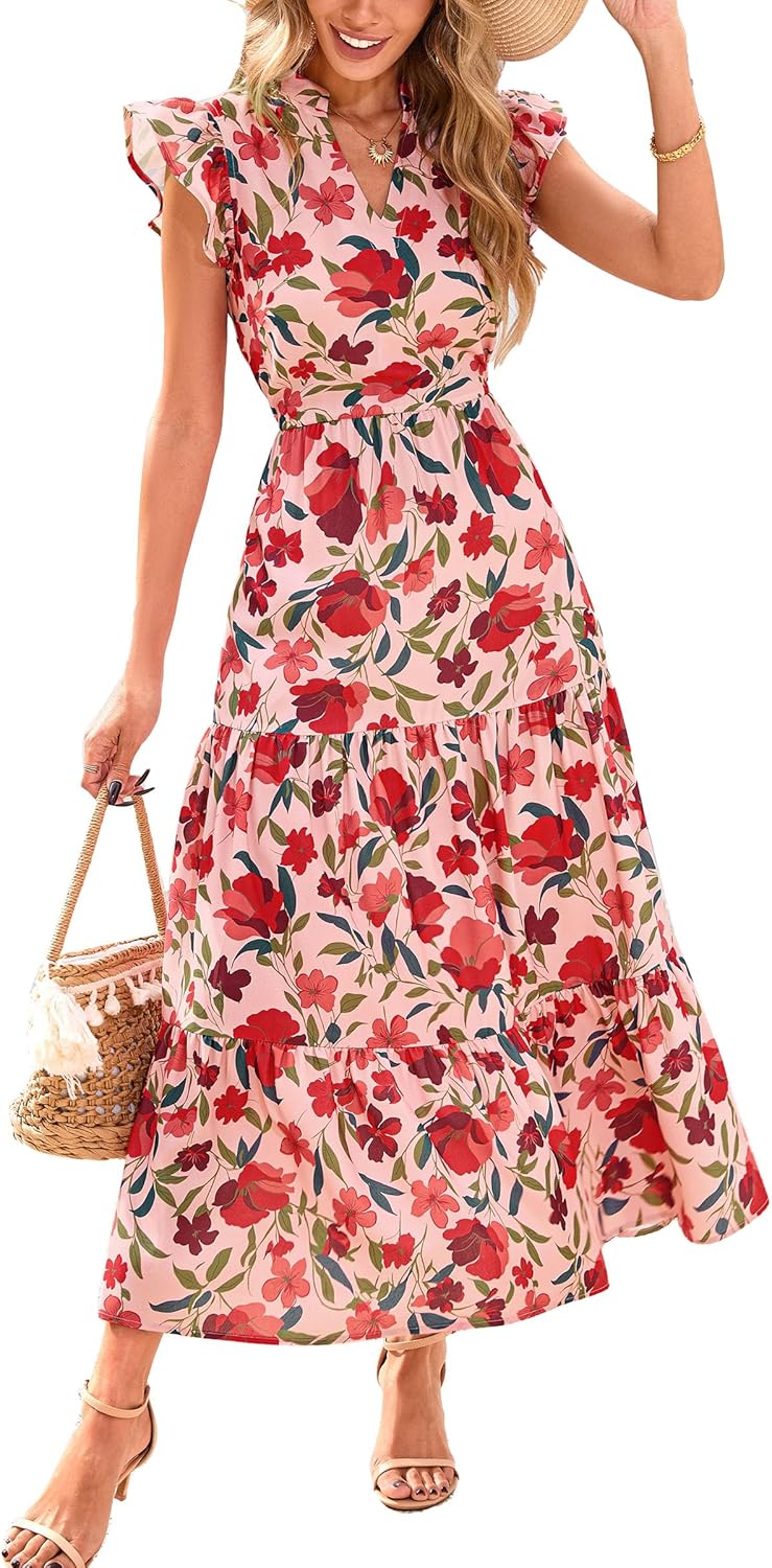 Elegant PRETTYGARDEN Women's 2025 Summer Dress, Stylish Floral Midi Dress with C...