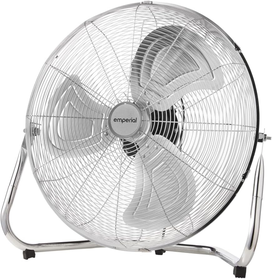 Emperial 20" Chrome Floor Fan | High Velocity Air Circulator with 3 Speeds, Adju...